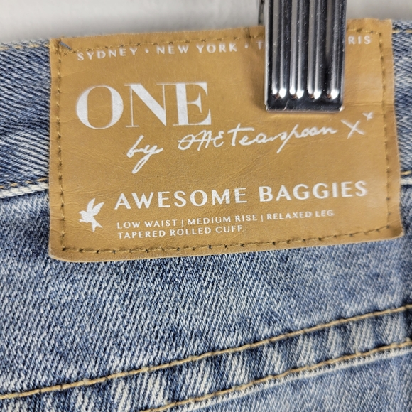 One Teaspoon Awesome Baggies Mid Rise Distressed Destroyed Straight Tapered Jean - Picture 7 of 10